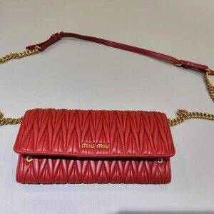 N16 Slightly Used Miu Miu Red WOC Chain Bag